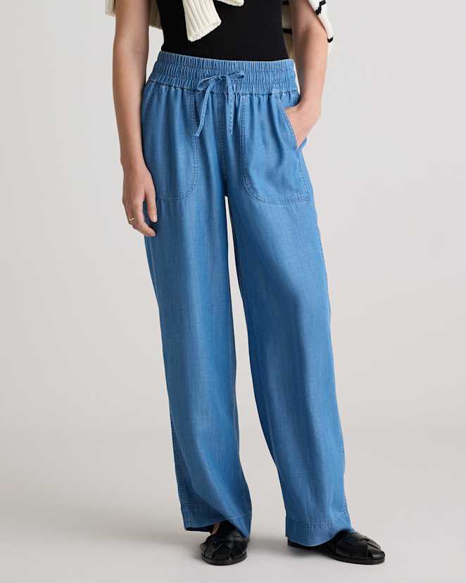 Medium Indigo Pull-On Tencel Chambray Pants