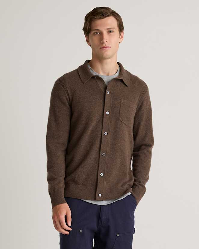 Brown Mongolian Cashmere Button Down Sweater