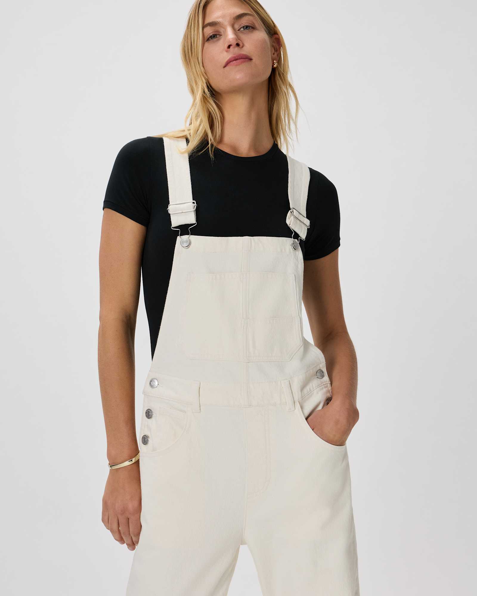 vintage-white 100% Organic Denim Overalls
