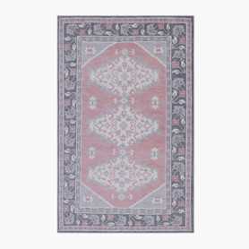 Maya Hand Knotted Wool Rug 5-x8- - Rose Multi 1