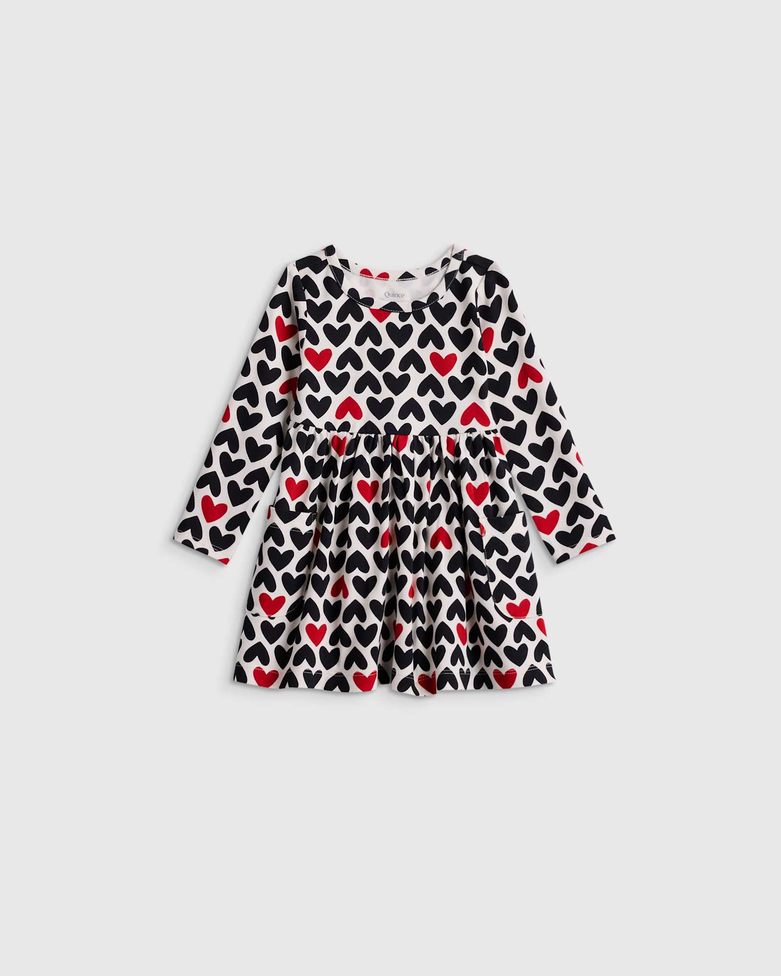love-hearts Organic Cotton Long Sleeve Fit and Flare Pocket Dress