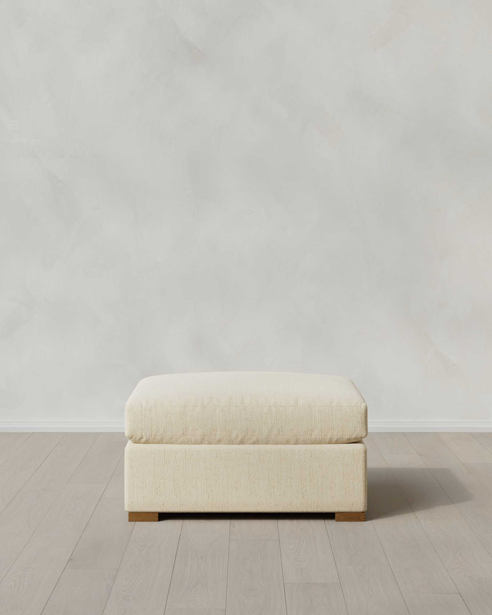 Eggshell Hollis Slope Arm Ottoman in Performance Chenille Linen Blend