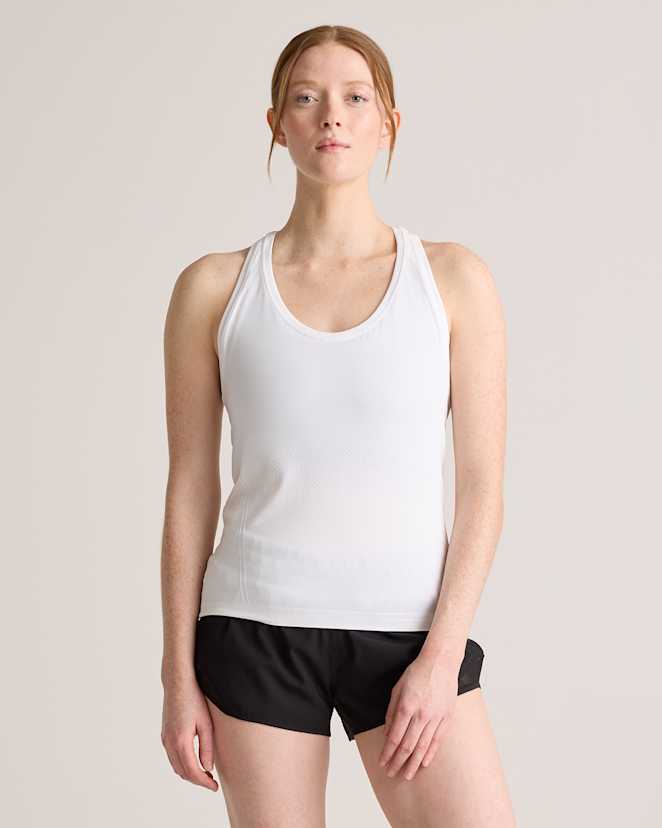 Classic White Seamless Waist-Length Racerback Tank
