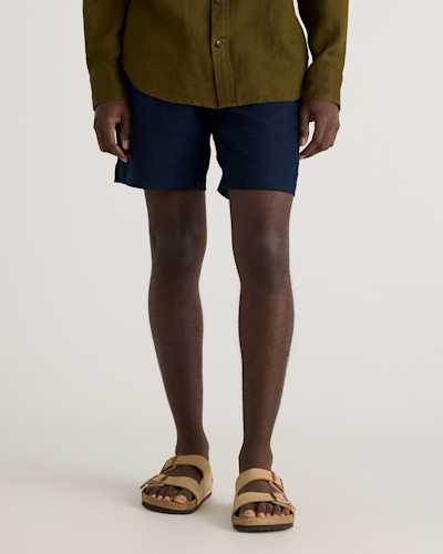100% European Linen Drawstring Beach Shorts - 7"