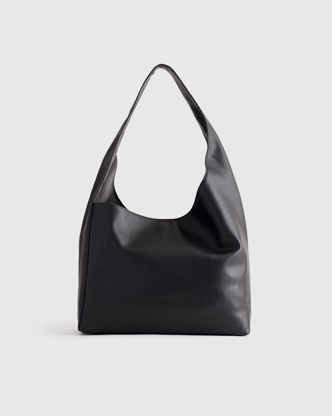 Black Italian Leather Slouchy Shoulder Bag