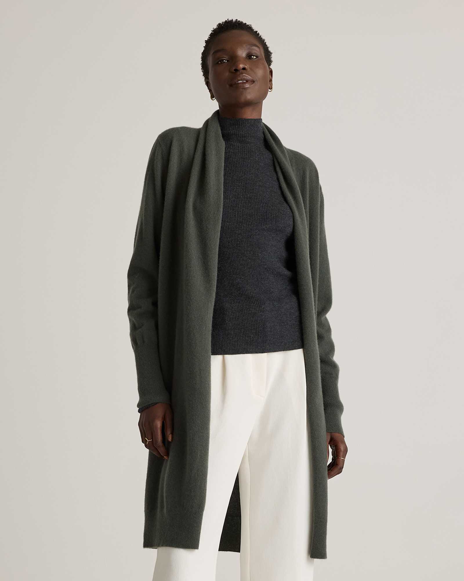 moss Mongolian Cashmere Duster Cardigan Sweater