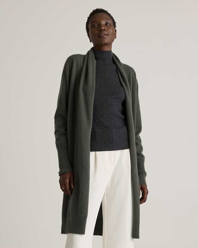 Moss Mongolian Cashmere Duster Cardigan Sweater