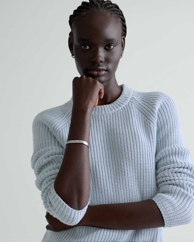 Sky Blue 100% Organic Cotton Fisherman Crew Sweater