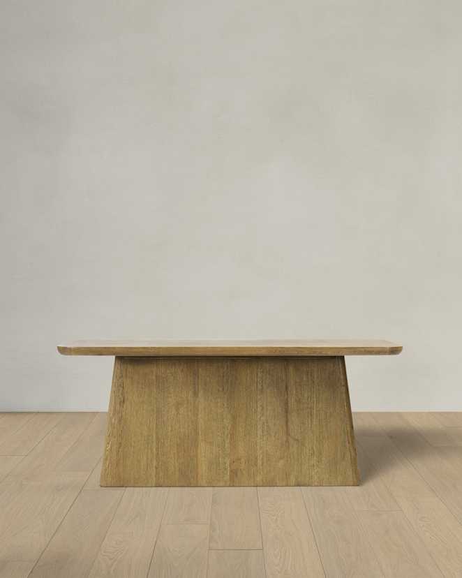 Light Brown Rustic Oak Plinth Console Table