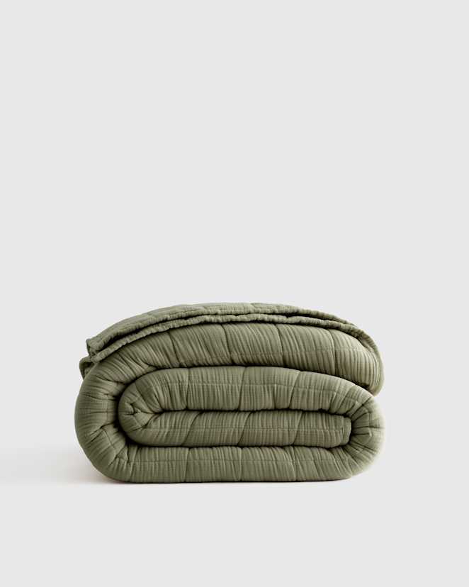 Olive Organic Airy Gauze Box Quilt