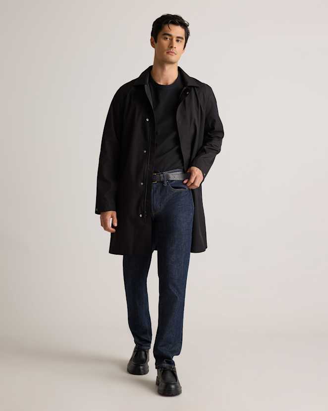 True Black Weather Proof Long Rain Jacket