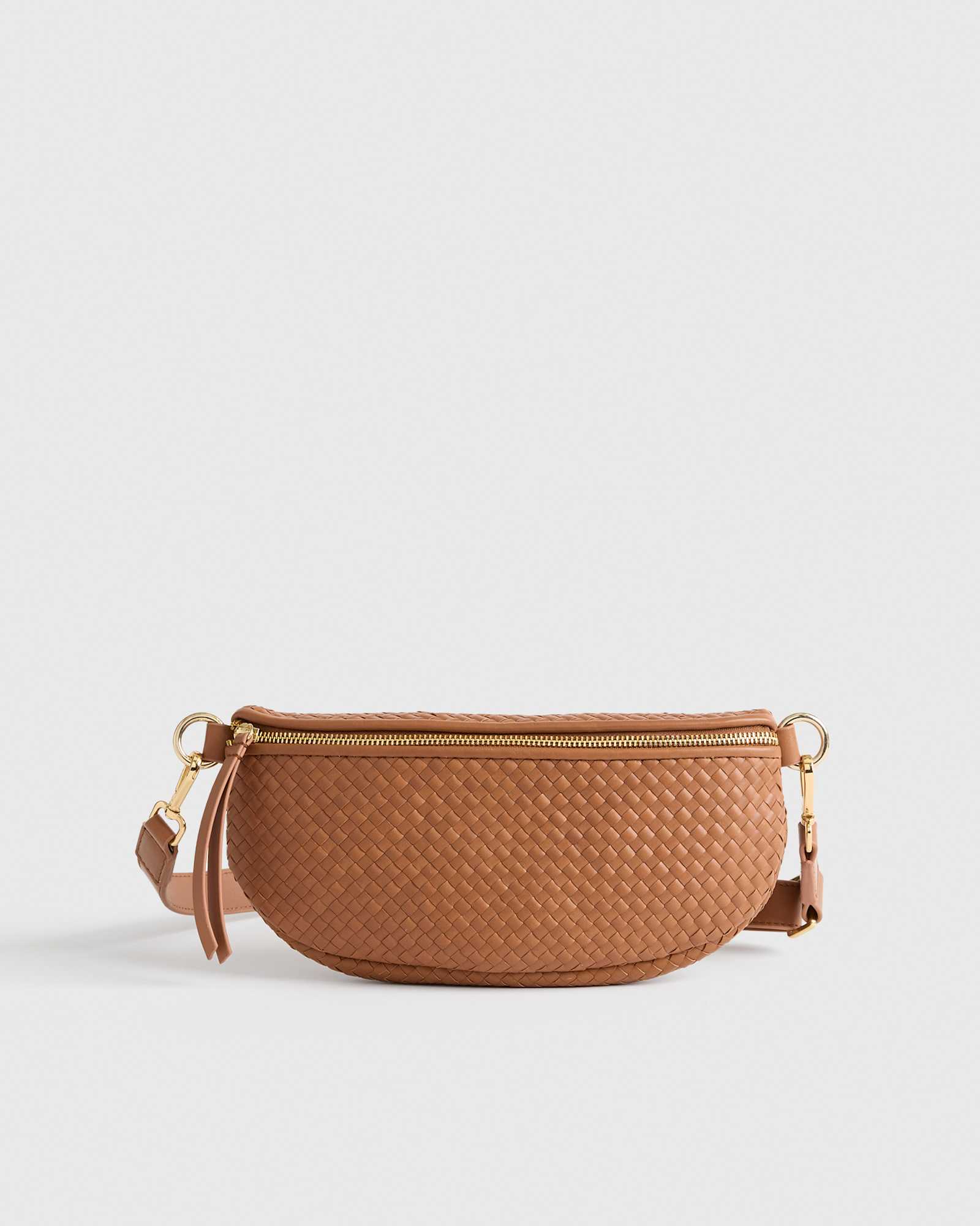 cognac Italian Leather Handwoven Sling Bag