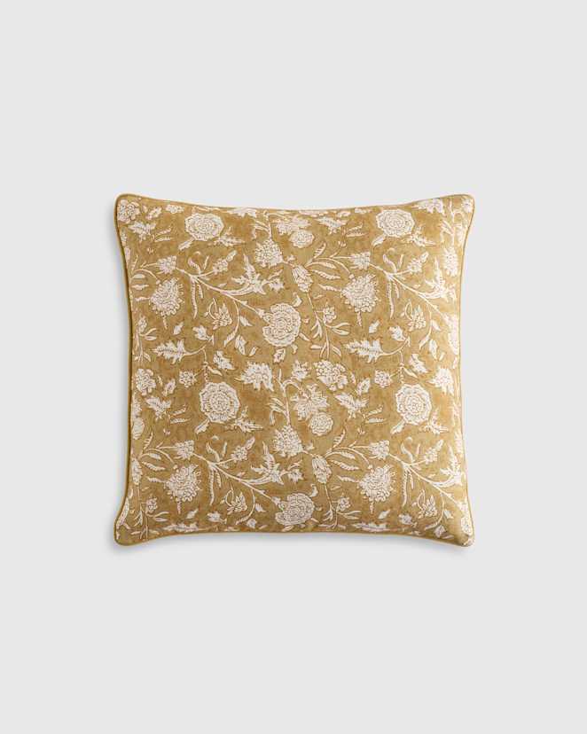 Honey Linen Cotton Botanical Pillow Cover