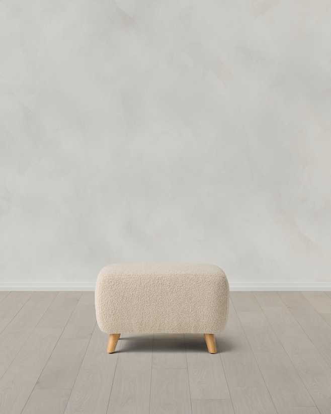 Oatmeal Teddy Boucle Petite Ottoman