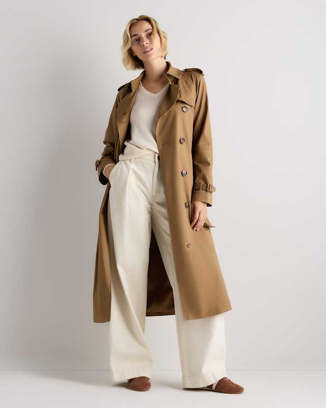 Dark Khaki Comfort Stretch Long Trench Coat