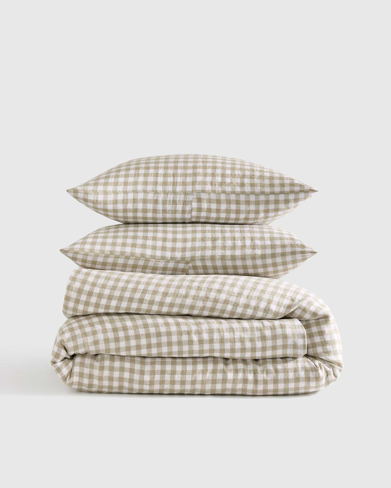 Willowleaf European Linen Gingham Duvet Cover Set