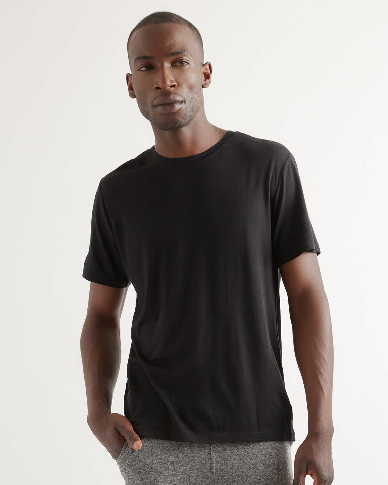 black 100% Merino Wool All-Season Short Sleeve Base Layer Tee
