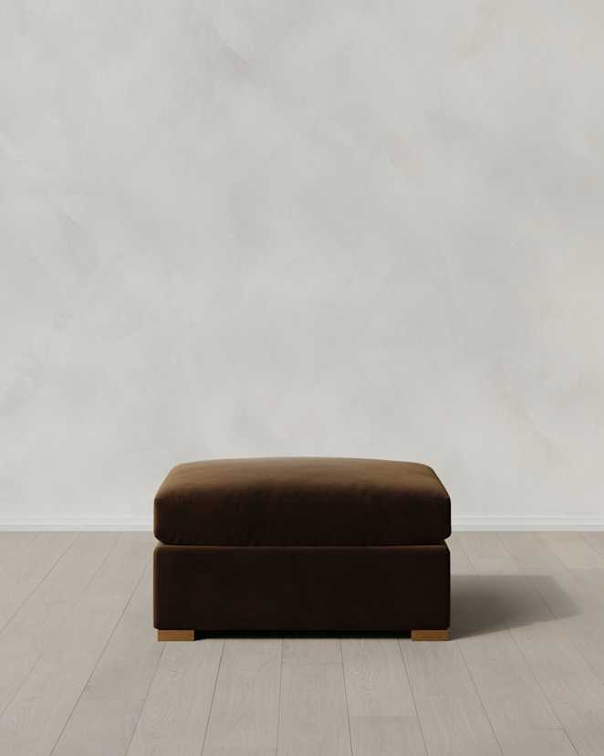 Java Hollis Slope Arm Ottoman in Performance Velvet