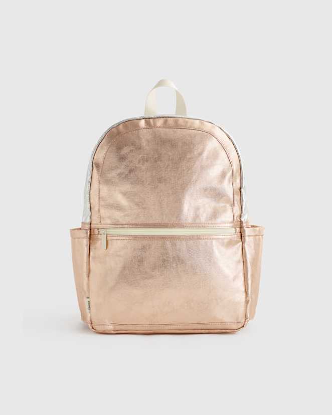 Rose Gold/Silver Recycled Double Pocket Backpack