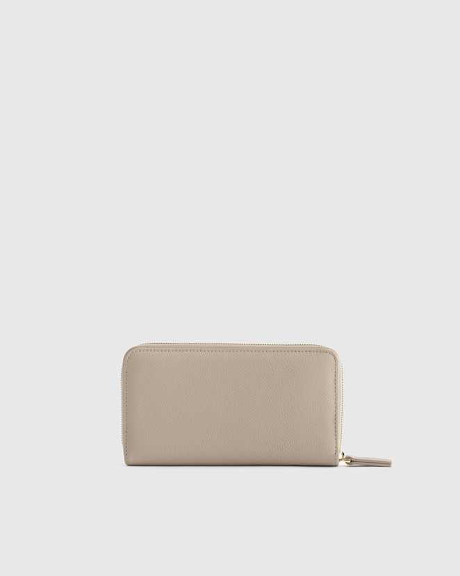 Taupe Italian Pebbled Leather Continental Wallet