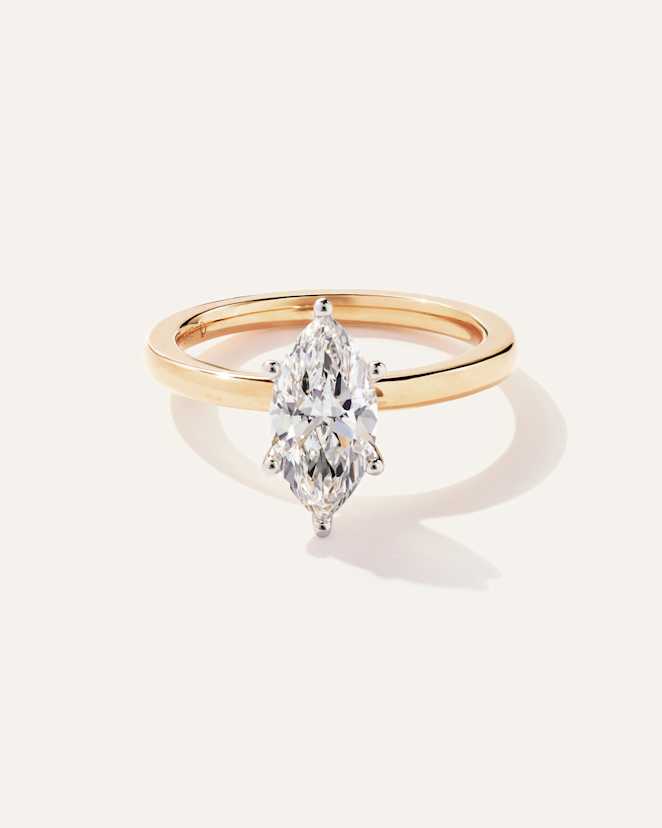 Yellow Gold Lab Grown Diamond Marquise Comfort Fit Engagement Ring - 1.5ct