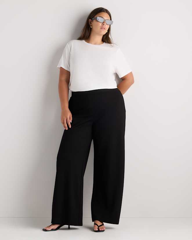 White Cotton Modal Crew Neck Swing Tee