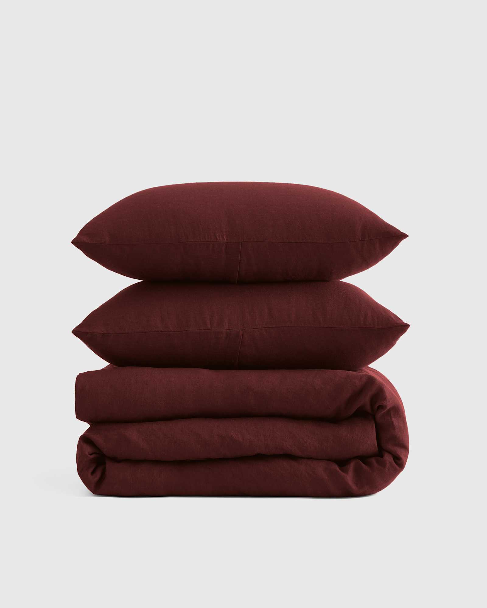 burgundy European Linen Duvet Cover Set
