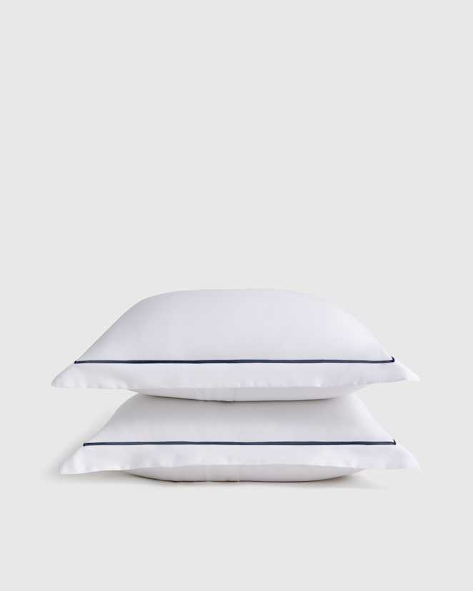 White/Mineral Signature Giza Cotton Sateen Embroidered Sham Set