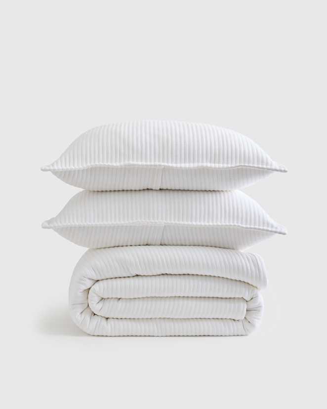 White Organic Cotton Matelasse Coverlet Set