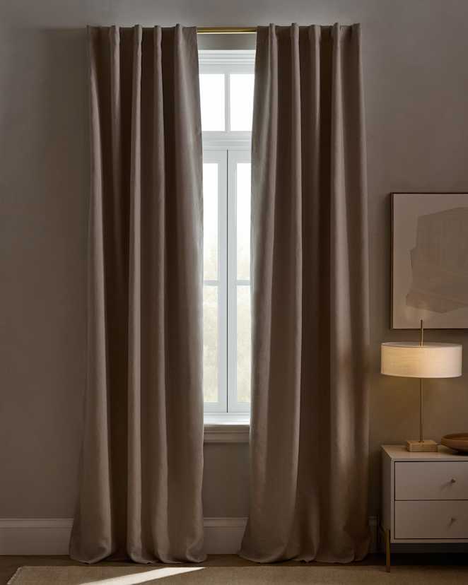 Dark Flax European Linen True Blackout Curtain