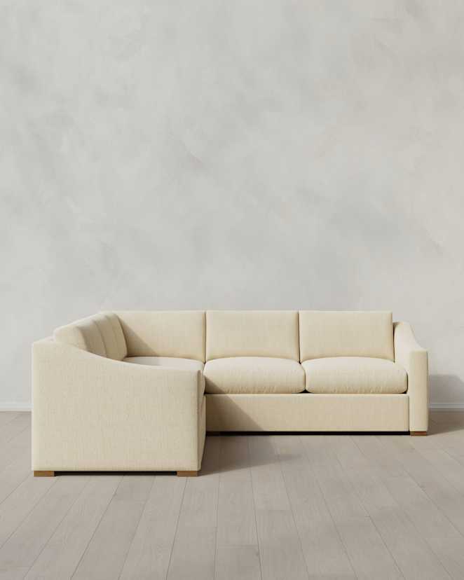 Eggshell Hollis Slope Arm L Sectional in Performance Chenille Linen Blend