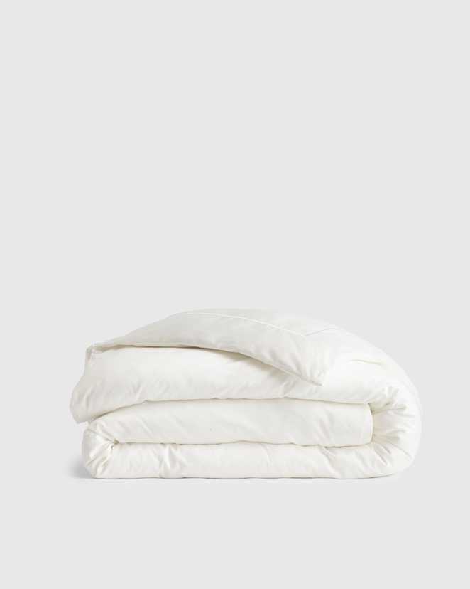 White Luxury Organic Sateen Embroidered Duvet Cover