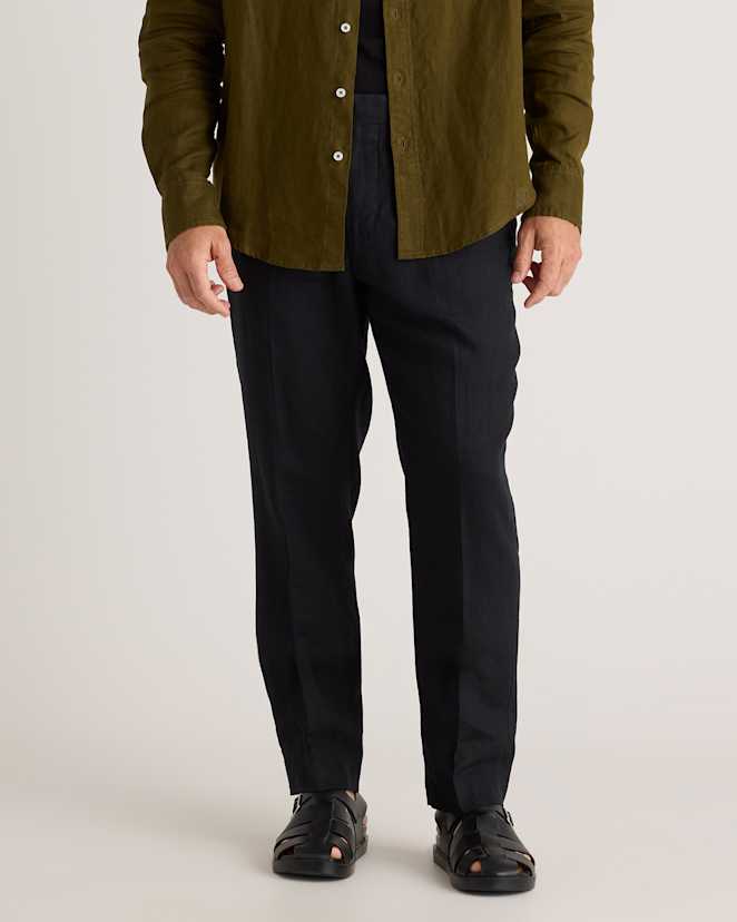 Black 100% European Linen Dress Pants