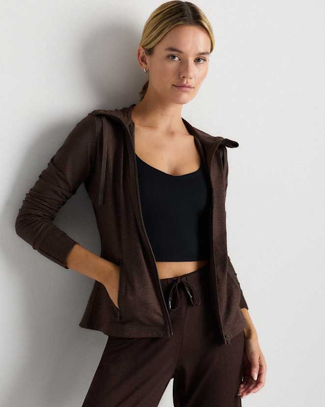 Heather Espresso Ultra-Soft Slim Fit Hooded Jacket