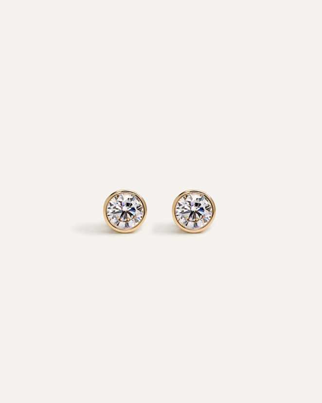 Yellow Gold 14k Gold Lab Grown Diamond Bezel Studs - 1ctw