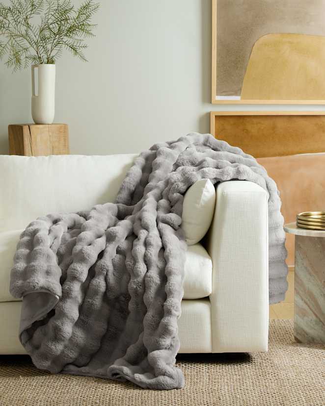 Glacier Ruched Faux Fur Throw