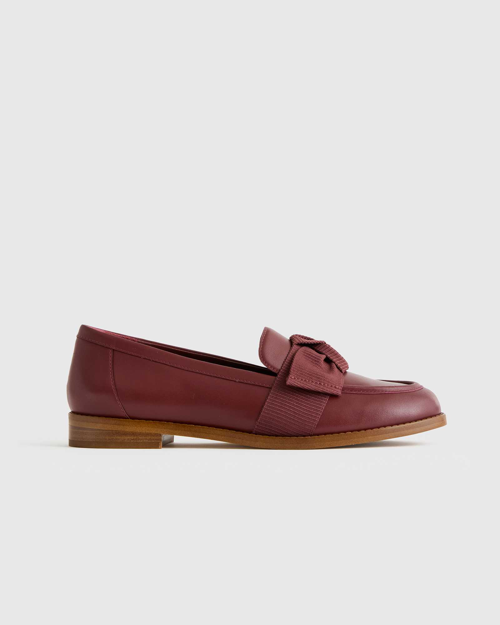 wine Italian Leather Bow Penny Loafer