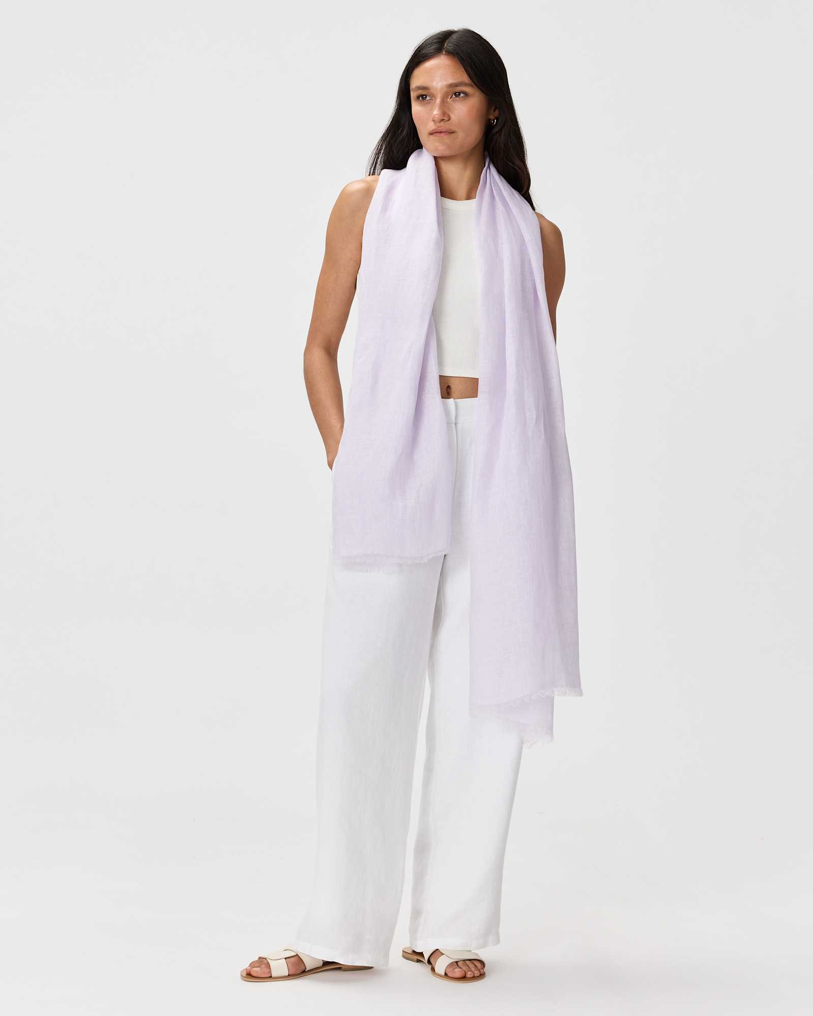 Pastel Lilac 100% European Linen Scarf