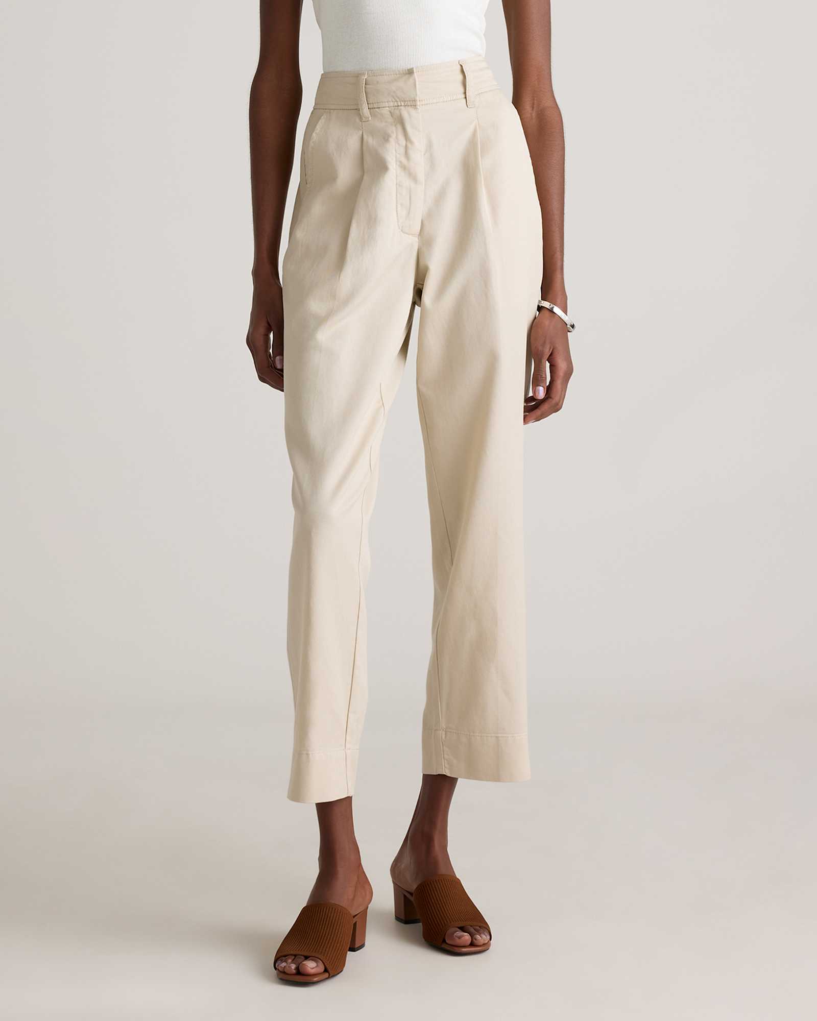 Oatmilk Drapey Twill Tapered Trouser