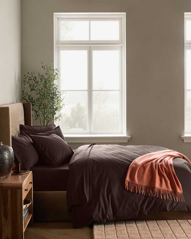 Espresso Classic Organic Percale Duvet Cover