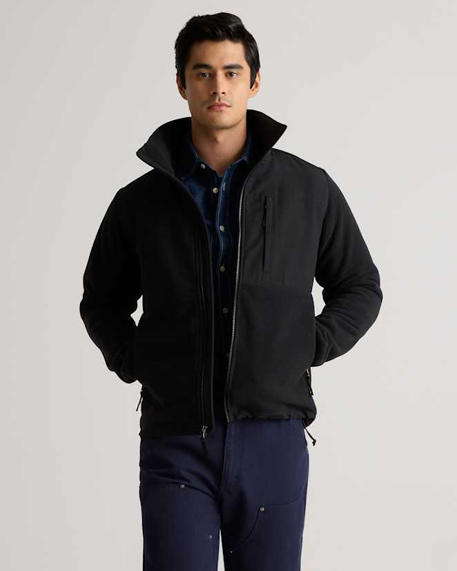Bold Black Polar Fleece Full-Zip Jacket