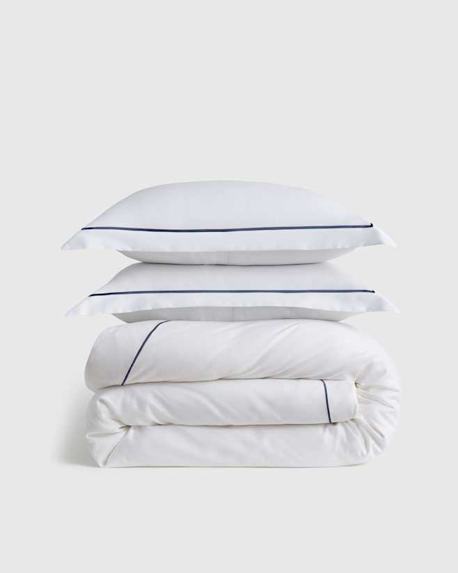White/Mineral Signature Giza Cotton Sateen Duvet Cover Set