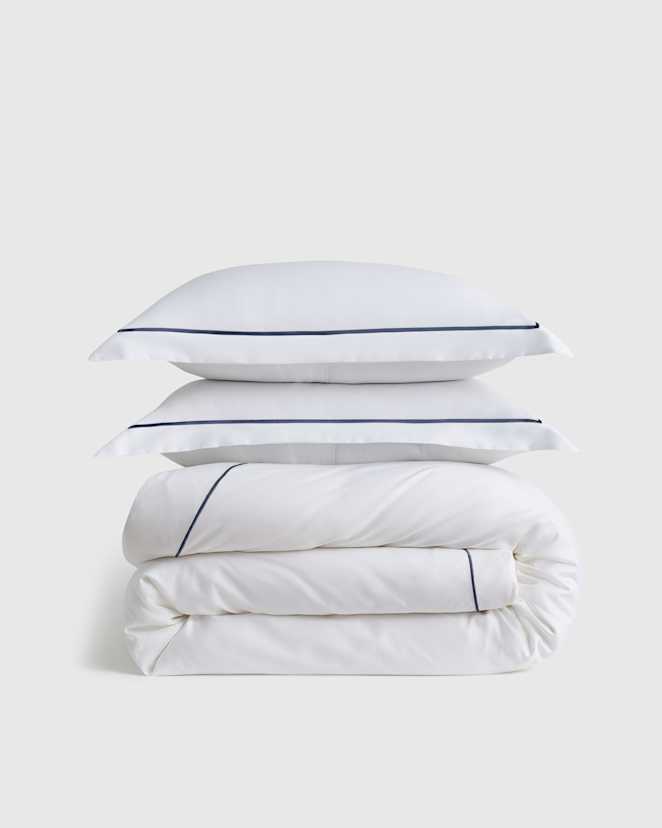 White/Mineral Signature Giza Cotton Sateen Duvet Cover Set