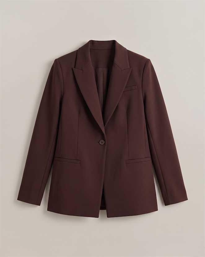 Espresso Ultra-Stretch Ponte Single-Breasted Blazer
