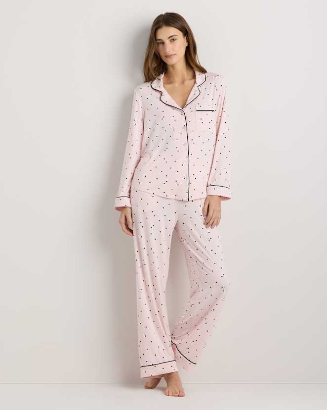 Tiny Hearts Bamboo Jersey Long Sleeve Pajama Set