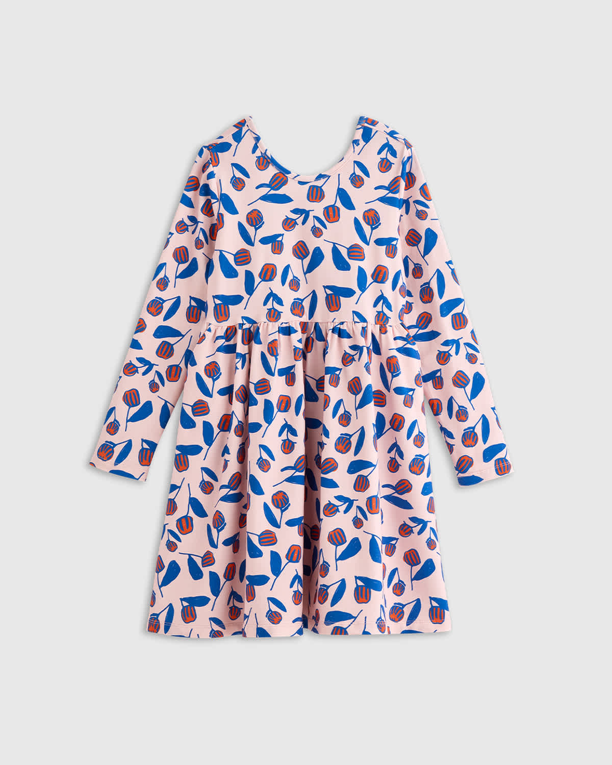 U-371-FBUDS-073 EDITED flower-buds Organic Cotton Long Sleeve Skater Dress