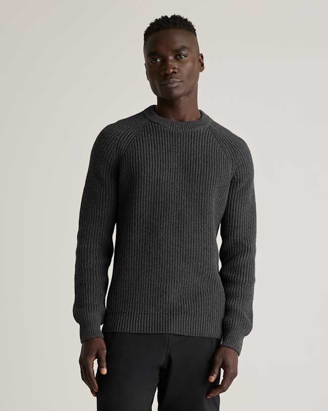 Charcoal 100% Organic Cotton Fisherman Crew Sweater