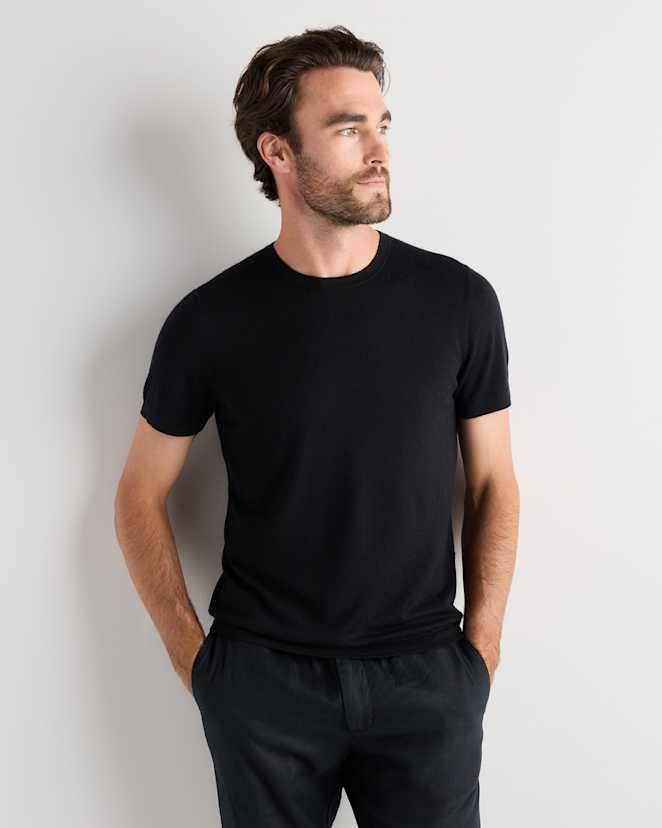 Black 100% Superfine Mongolian Cashmere Tee