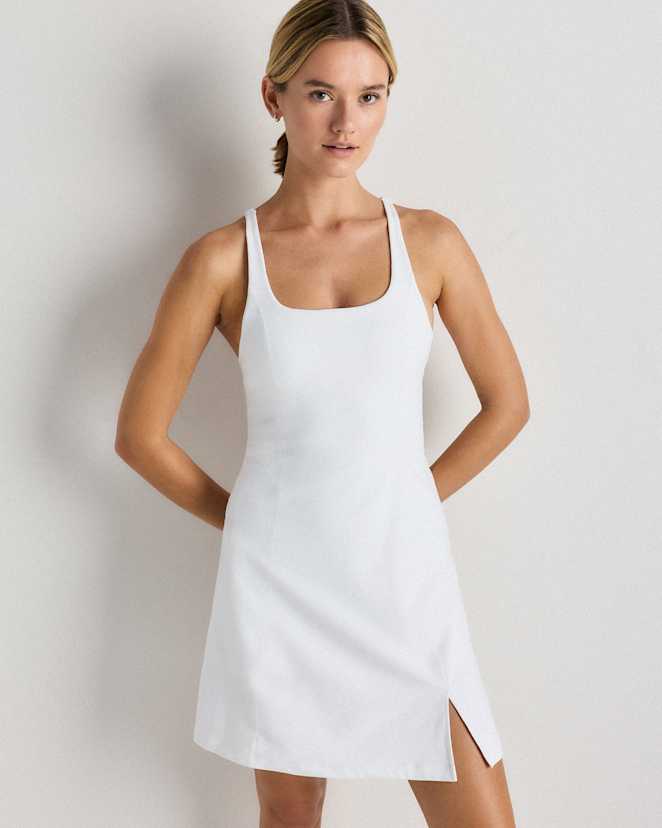 Classic White Power-Up Square Neck Dress