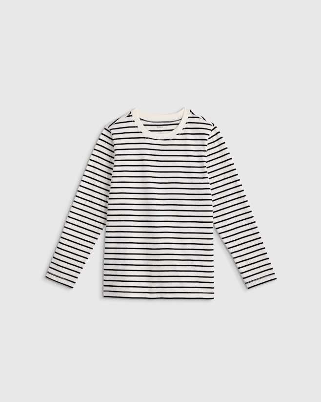 Black/White Stripe 100% Organic Cotton Jersey Long Sleeve Tee